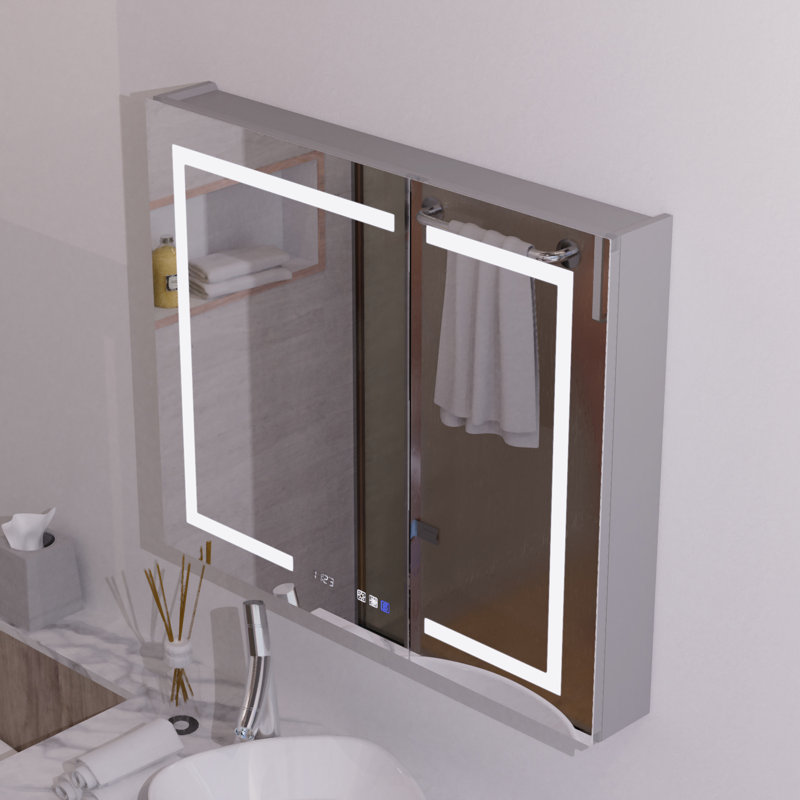 Orren Ellis 36 X 30 Inch Recessed or Surface Mount Frameless 2 Door